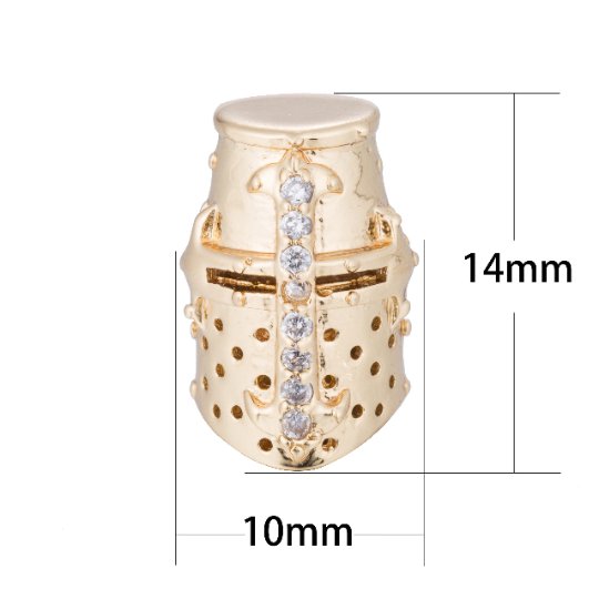 Black, Silver, Gold Micro Paved Masked Warrior Knight Soldier Spacer Bead | B-054 - DLUXCA