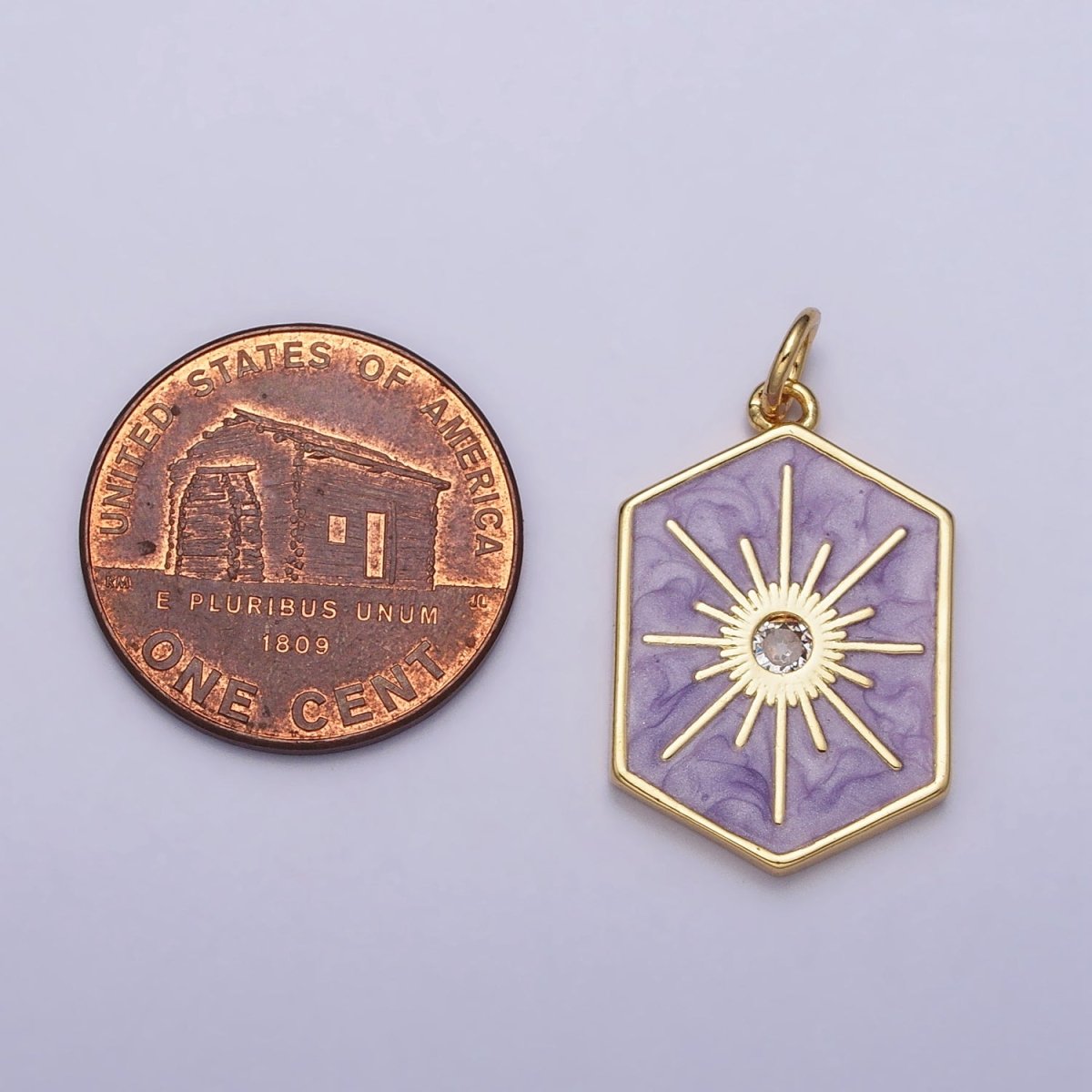 Black, White, Purple Hexagonal Celestial Sun Star Charm in Gold & Silver | AC320 - AC325 - DLUXCA