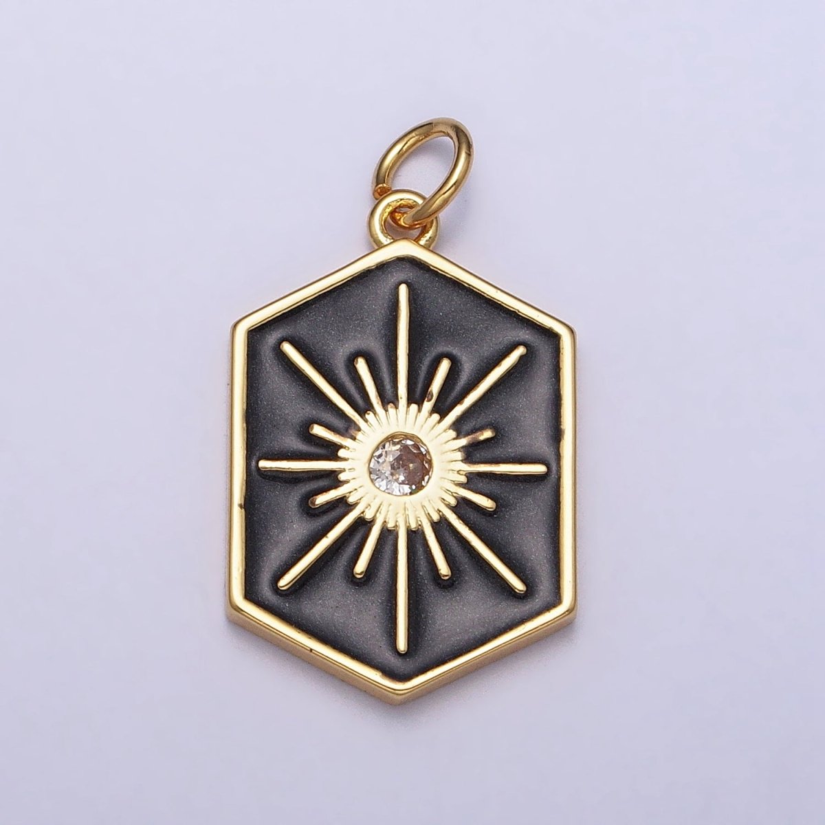 Black, White, Purple Hexagonal Celestial Sun Star Charm in Gold & Silver | AC320 - AC325 - DLUXCA