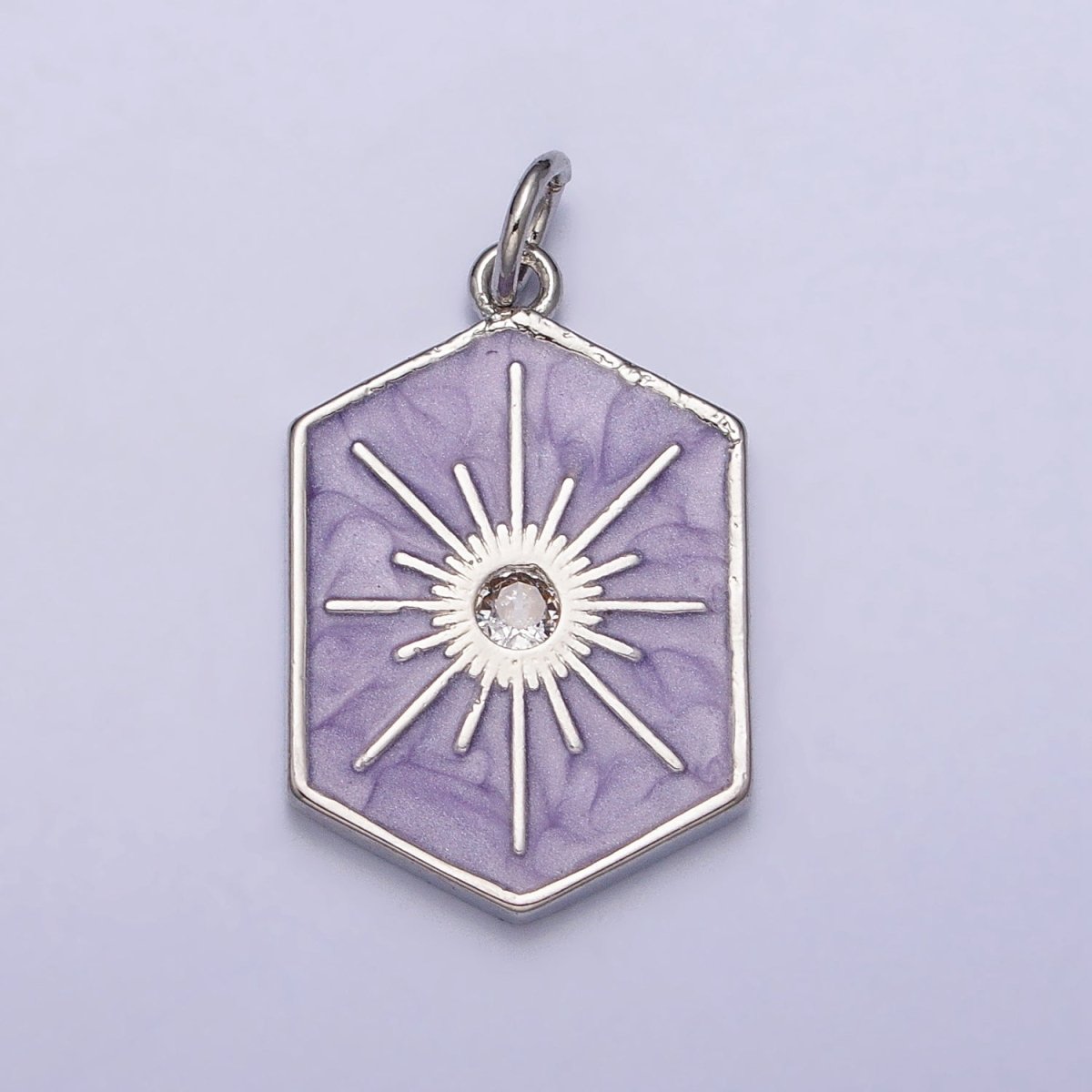 Black, White, Purple Hexagonal Celestial Sun Star Charm in Gold & Silver | AC320 - AC325 - DLUXCA