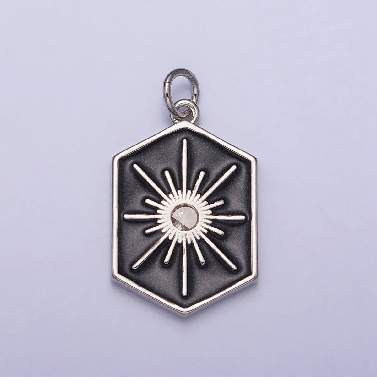 Black, White, Purple Hexagonal Celestial Sun Star Charm in Gold & Silver | AC320 - AC325 - DLUXCA