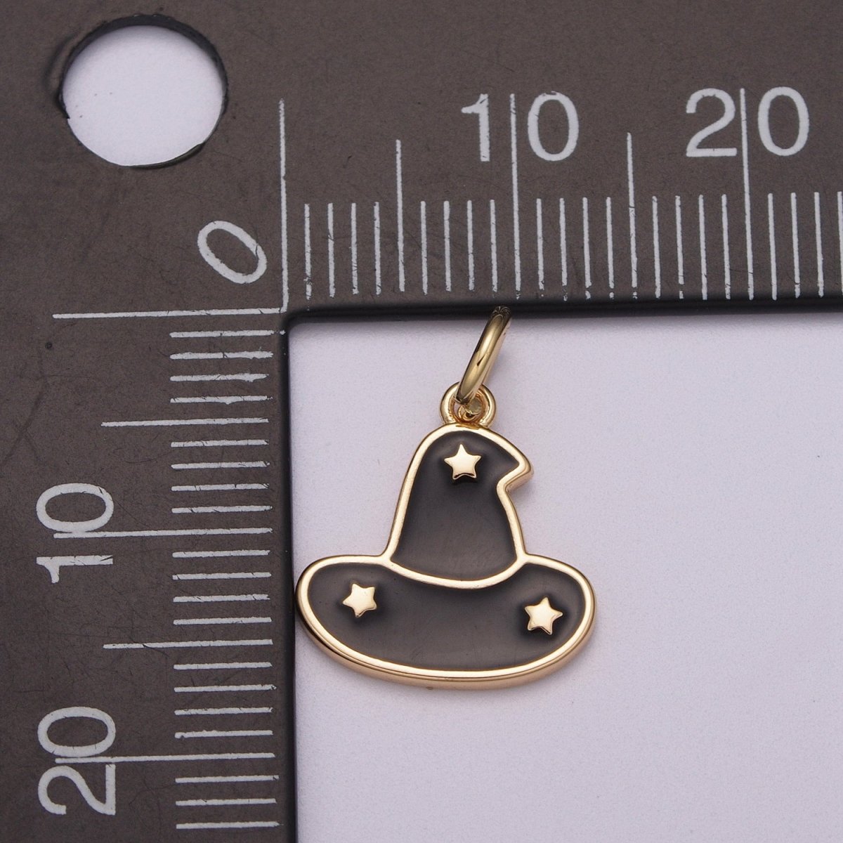 Black White Sorcerer Apprentice Miniature Hat Charm with Star, Fantasia Wizard Headpiece for Bracelet Necklace Earring Halloween Jewelry Inispired, M-853-M-854 - DLUXCA