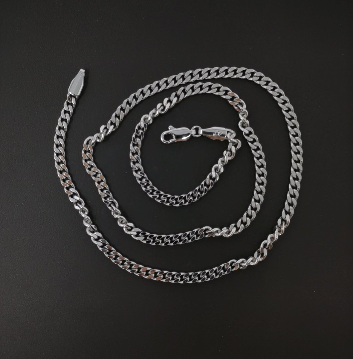 BLOWOUT 17.7 inch Curb Chain Necklace, White Gold Filled Finished Necklace For Jewelry Making, 3.5mm Width Curb Necklace w/Lobster Clasps | CN-624 Clearance Pricing - DLUXCA