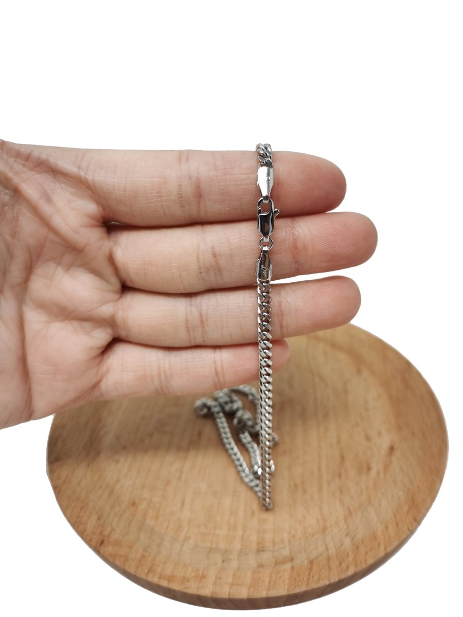 BLOWOUT 17.7 inch Curb Chain Necklace, White Gold Filled Finished Necklace For Jewelry Making, 3.5mm Width Curb Necklace w/Lobster Clasps | CN-624 Clearance Pricing - DLUXCA