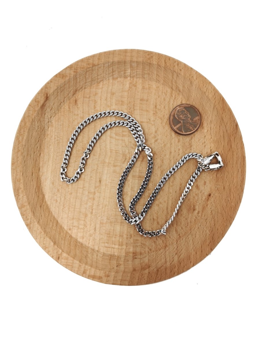 BLOWOUT 17.7 inch Curb Chain Necklace, White Gold Filled Finished Necklace For Jewelry Making, 3.5mm Width Curb Necklace w/Lobster Clasps | CN-624 Clearance Pricing - DLUXCA