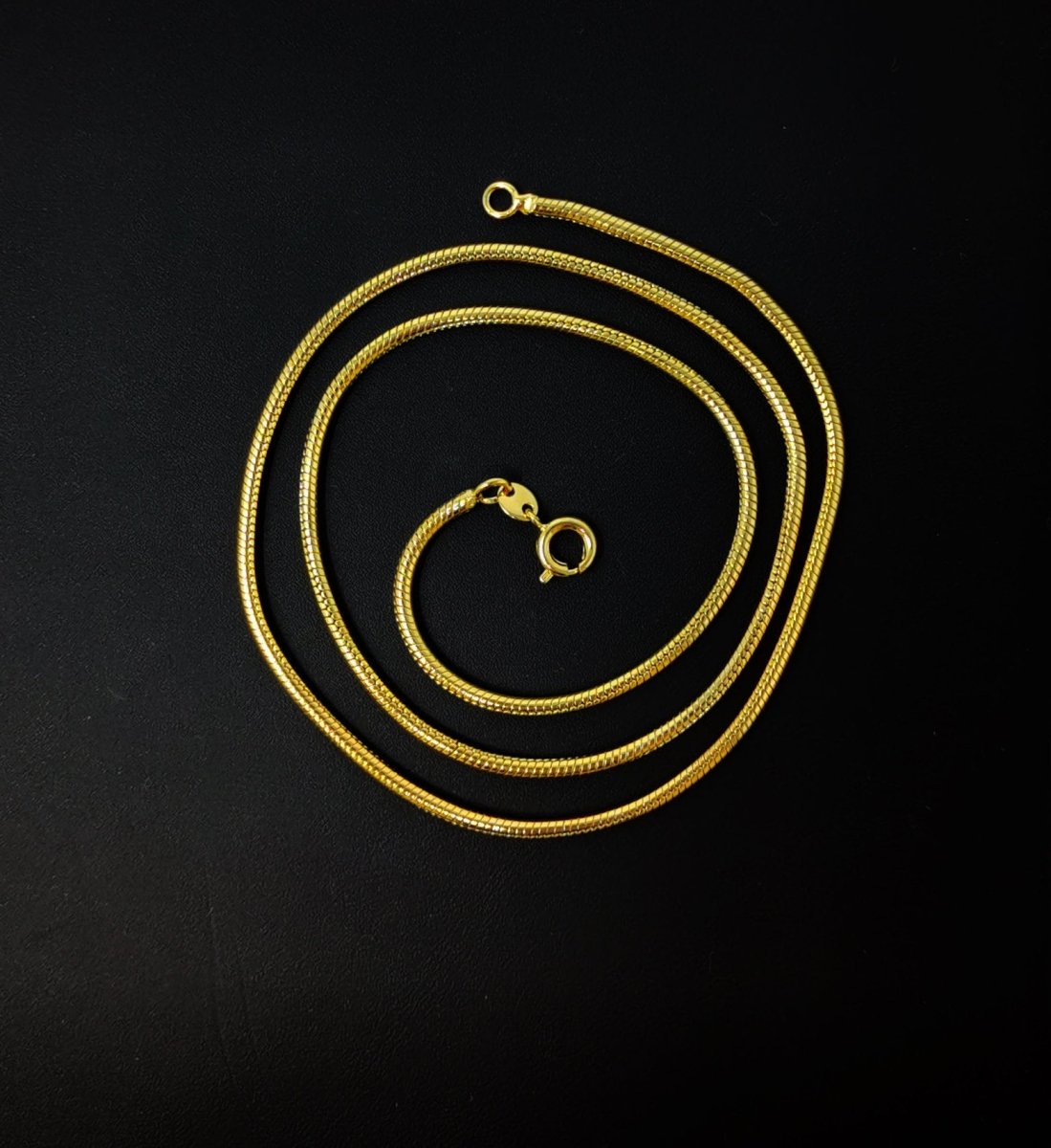 BLOWOUT 18 inch Ready To Use 24K Gold Filled 1mm Cocoon Snake Spring Ring Necklace | CN-461 Clearance Pricing - DLUXCA