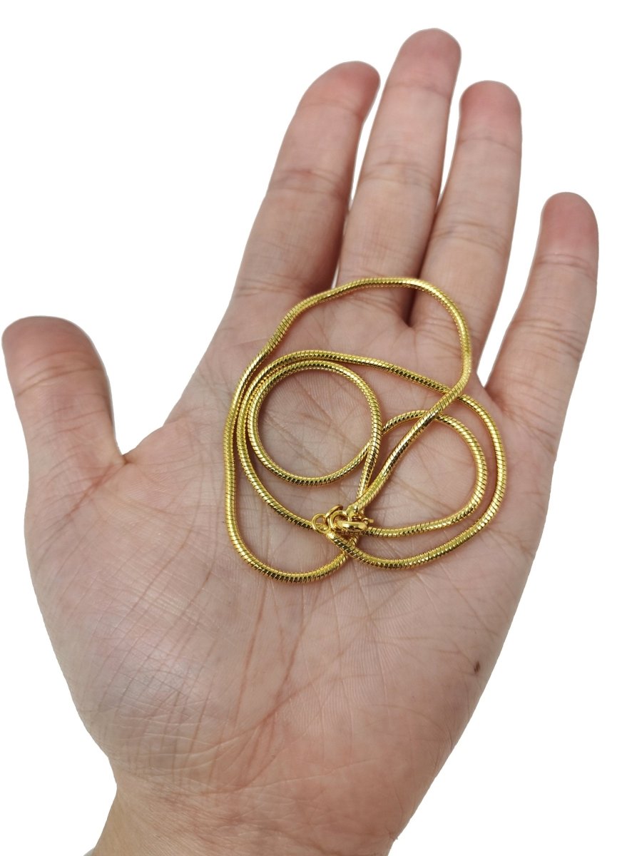 BLOWOUT 18 inch Ready To Use 24K Gold Filled 1mm Cocoon Snake Spring Ring Necklace | CN-461 Clearance Pricing - DLUXCA