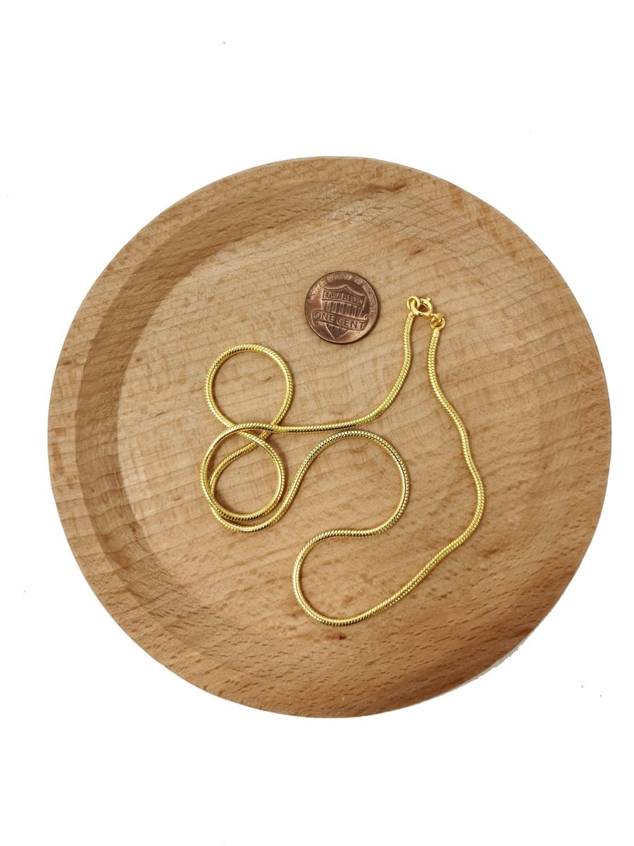BLOWOUT 18 inch Ready To Use 24K Gold Filled 1mm Cocoon Snake Spring Ring Necklace | CN-461 Clearance Pricing - DLUXCA