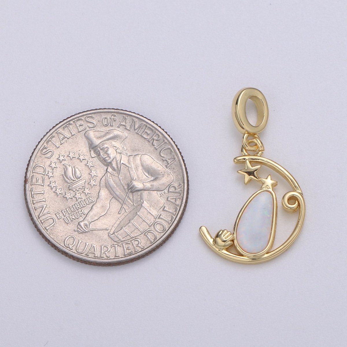 Blue and White Opal 24K Star Pendant, Teardrop Opal Charm Baby Hand Charm for Bracelet Earring Necklace H-608 H-612 - DLUXCA