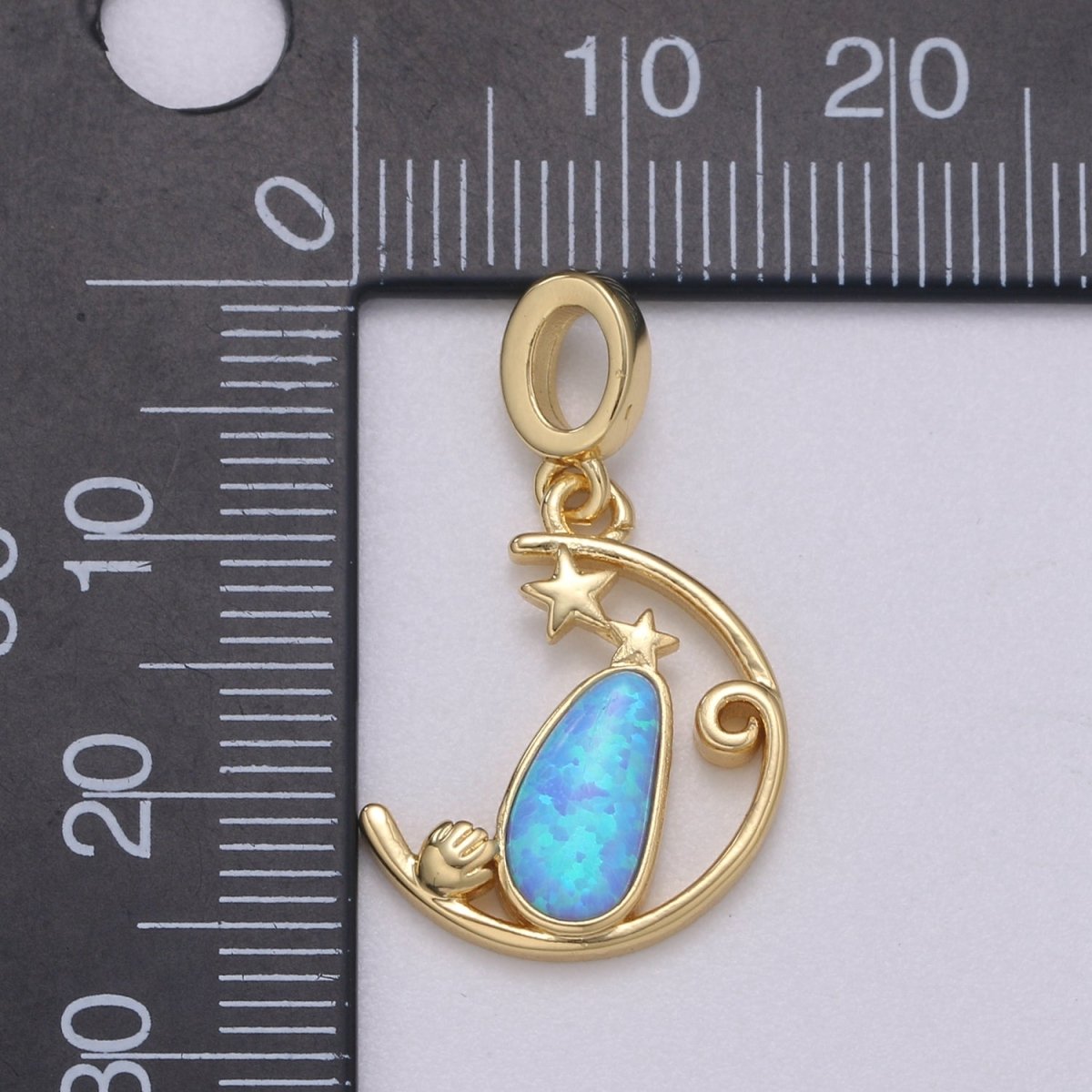 Blue and White Opal 24K Star Pendant, Teardrop Opal Charm Baby Hand Charm for Bracelet Earring Necklace H-608 H-612 - DLUXCA