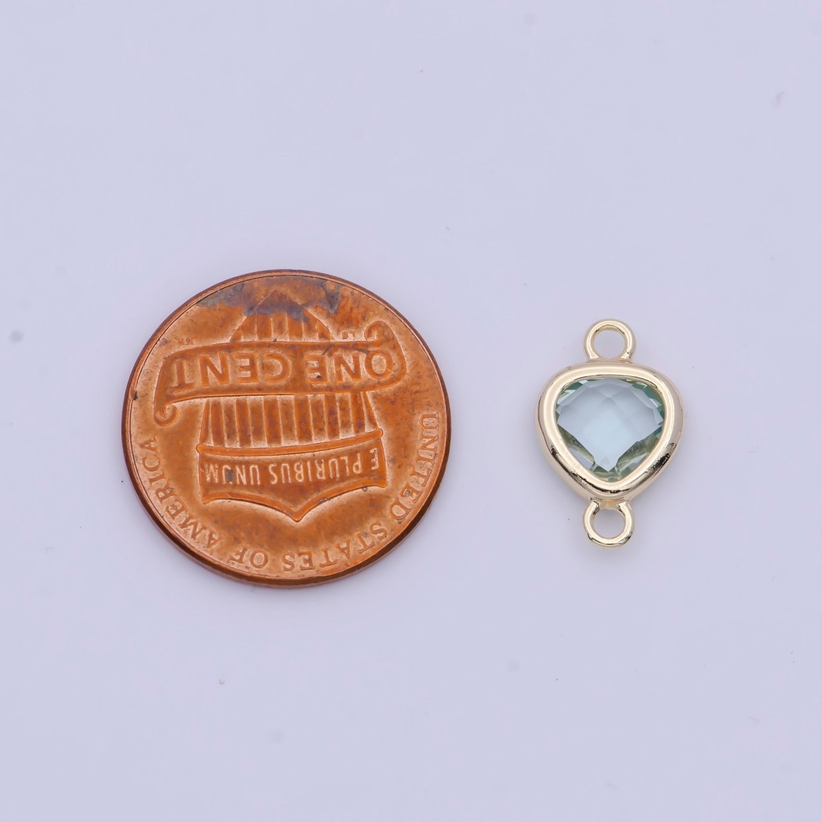 Blue Aqua Triangle Cubic Zirconia Link Connector Jewelry Making Supply G-550 - DLUXCA