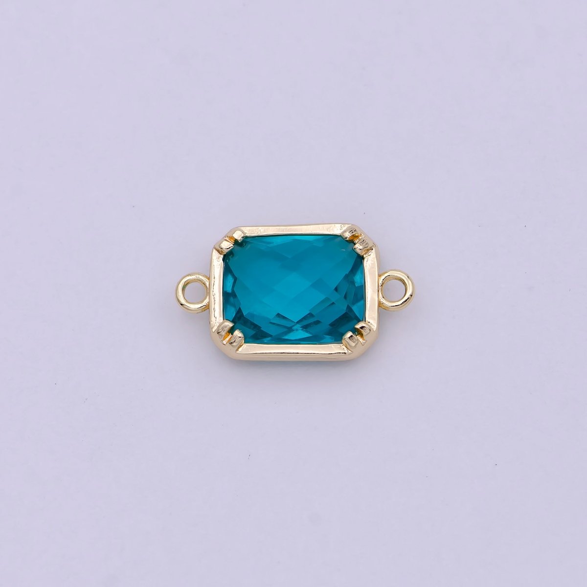 Blue / Clear Cubic Mini Gold Rectangle Charm Connector for Bracelet Necklace Component N-117 - N-119 G-728 - DLUXCA
