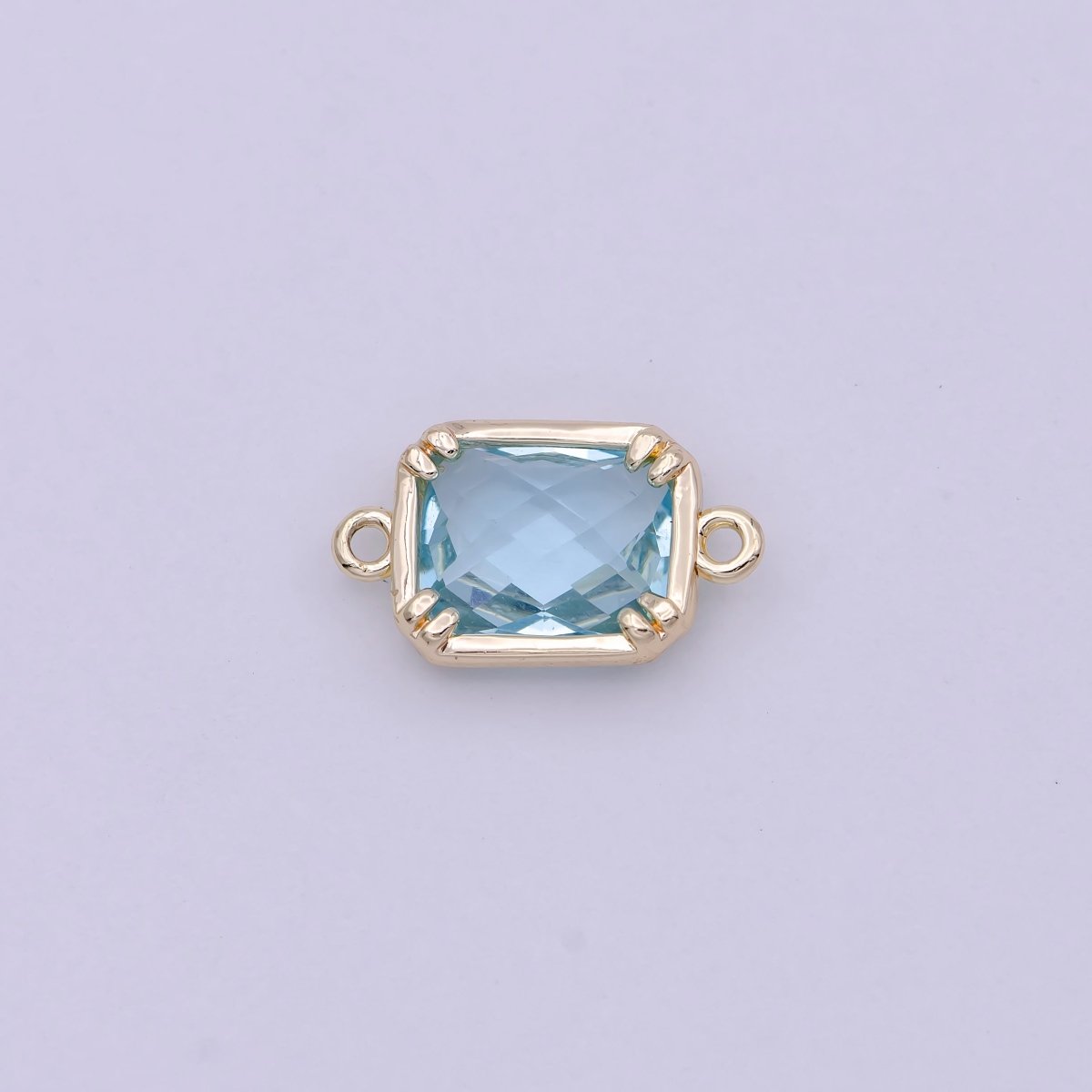 Blue / Clear Cubic Mini Gold Rectangle Charm Connector for Bracelet Necklace Component N-117 - N-119 G-728 - DLUXCA