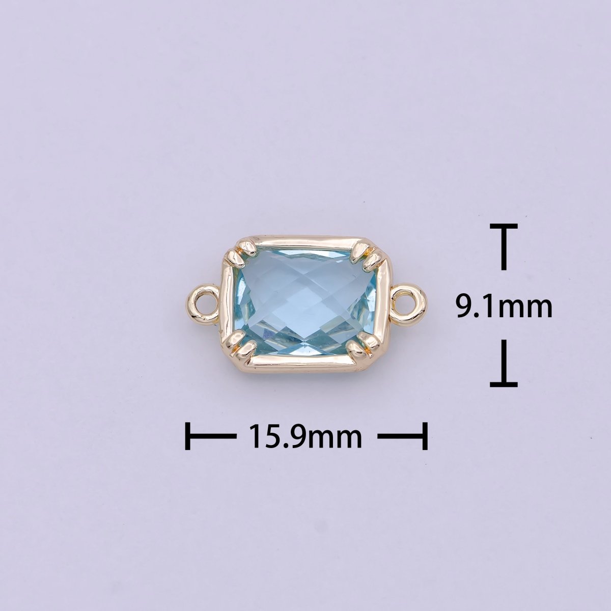 Blue / Clear Cubic Mini Gold Rectangle Charm Connector for Bracelet Necklace Component N-117 - N-119 G-728 - DLUXCA