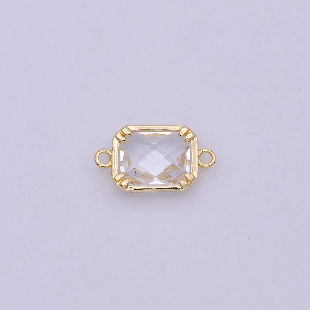 Blue / Clear Cubic Mini Gold Rectangle Charm Connector for Bracelet Necklace Component N-117 - N-119 G-728 - DLUXCA