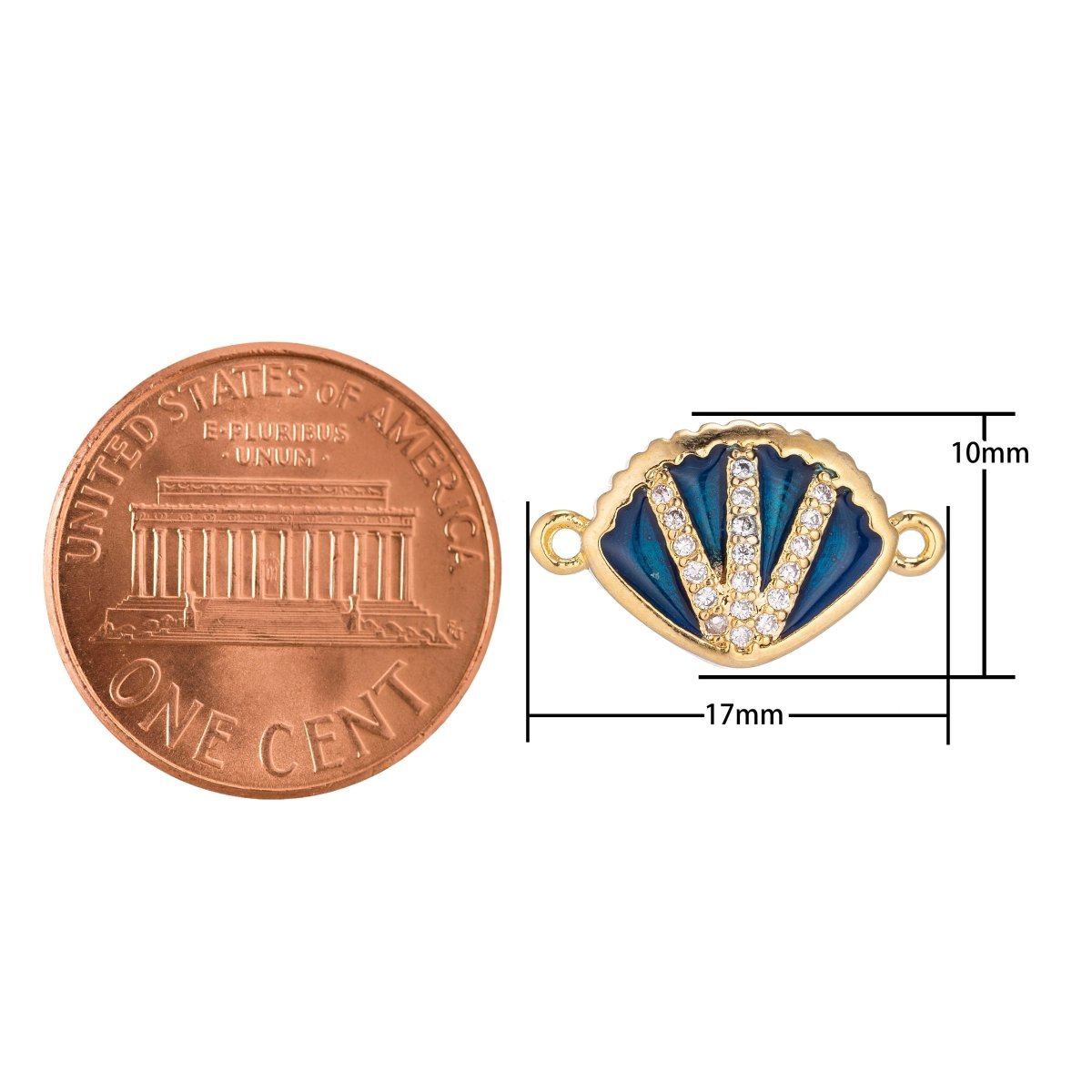 Blue Gold Filled Shell Connector F-043 - DLUXCA