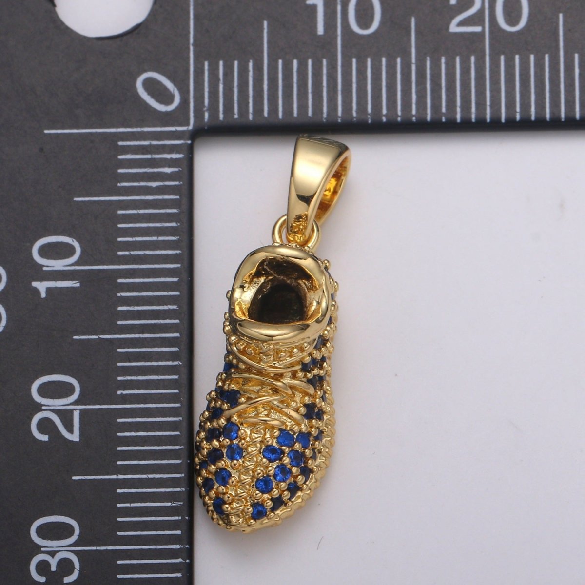 Blue or Clear Sneaker 24K Gold Charm, Micro Pave Shoes Pendant, CZ Gold Charm, Dainty Minimalist Jewelry Supply H-248 H-249 - DLUXCA
