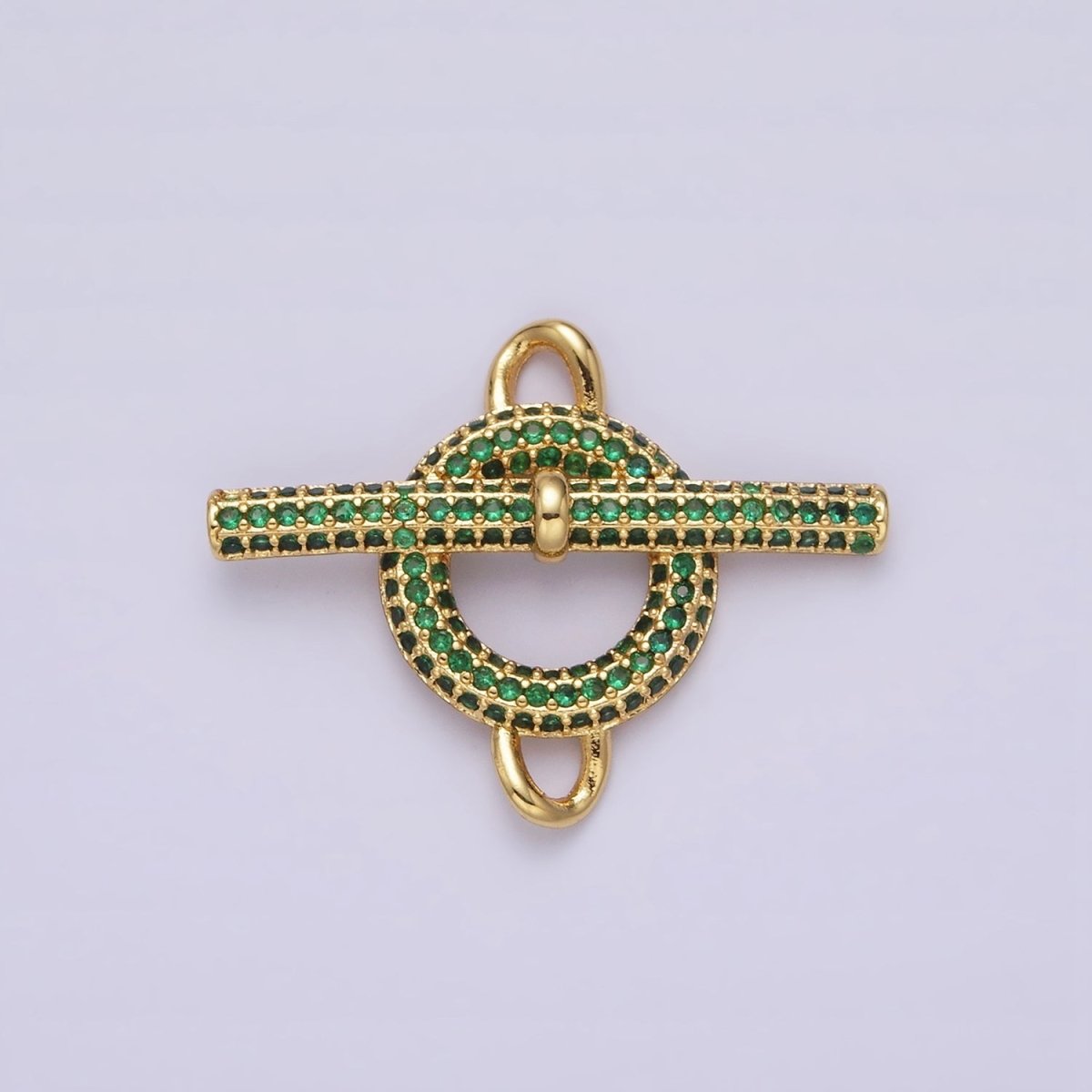 Blue Pink Green Clear Micro Paved 14K Gold Filled Toggle Clasps For Necklace Bracelet Findings | Y-734 ~ Y-737 - DLUXCA