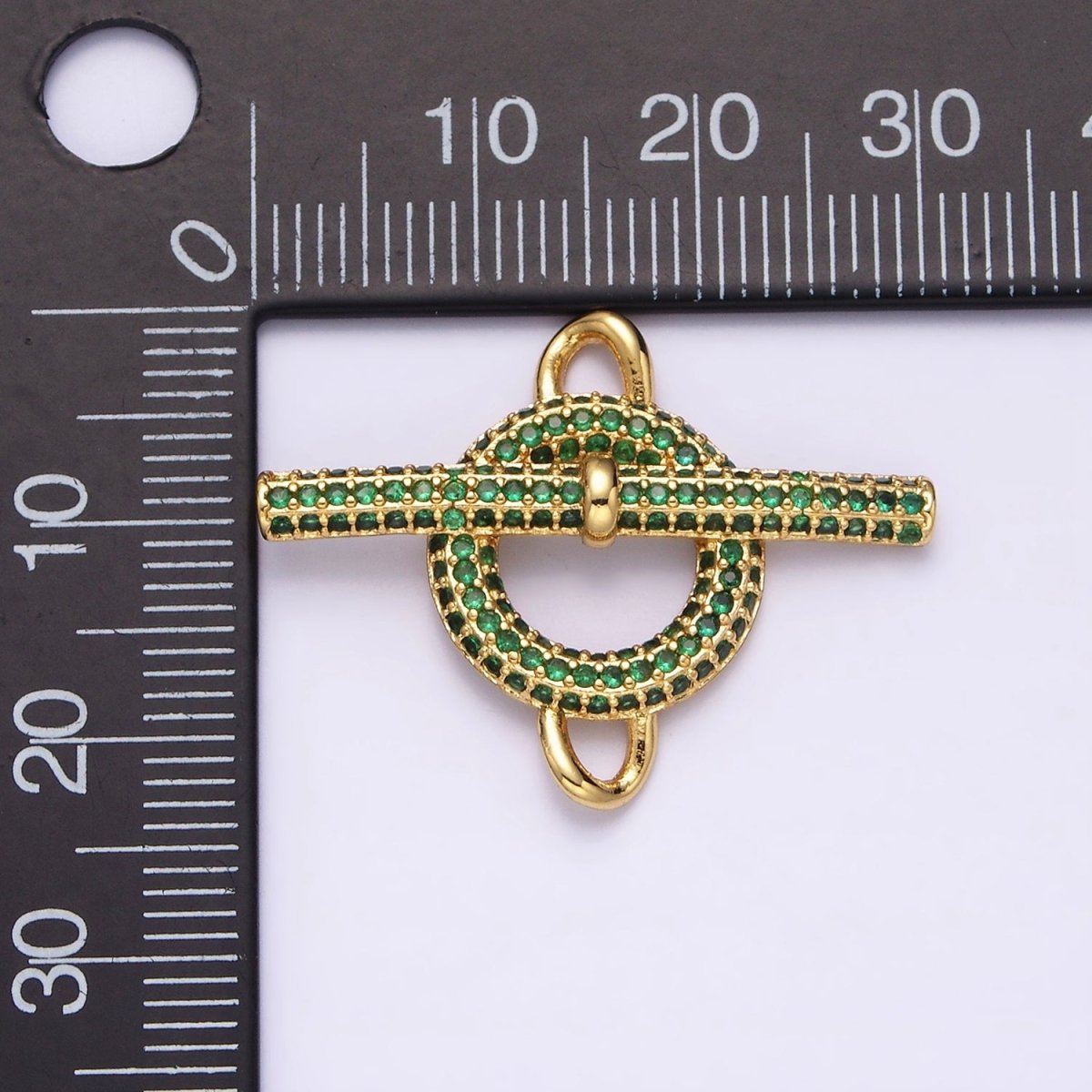 Blue Pink Green Clear Micro Paved 14K Gold Filled Toggle Clasps For Necklace Bracelet Findings | Y-734 ~ Y-737 - DLUXCA