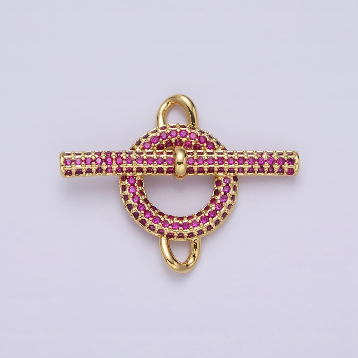 Blue Pink Green Clear Micro Paved 14K Gold Filled Toggle Clasps For Necklace Bracelet Findings | Y-734 ~ Y-737 - DLUXCA