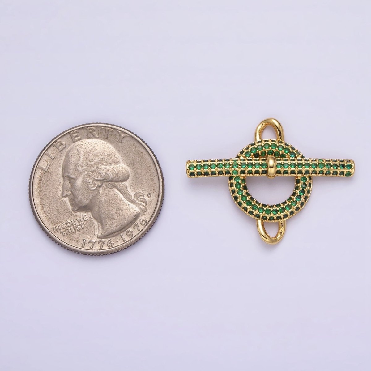 Blue Pink Green Clear Micro Paved 14K Gold Filled Toggle Clasps For Necklace Bracelet Findings | Y-734 ~ Y-737 - DLUXCA