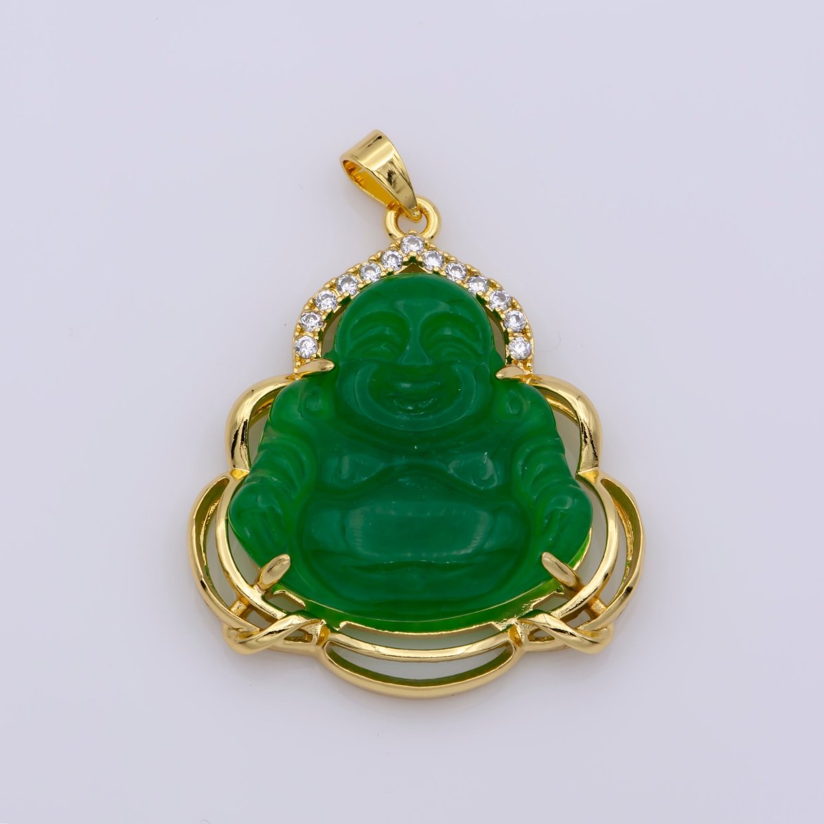 Blue Purple Red Pink Jade Buddha Pendant 18k Gold Filled Bezel O-120,O-121,O-123 ~ O-129,O-137,O-238,O-239,O-243 - DLUXCA