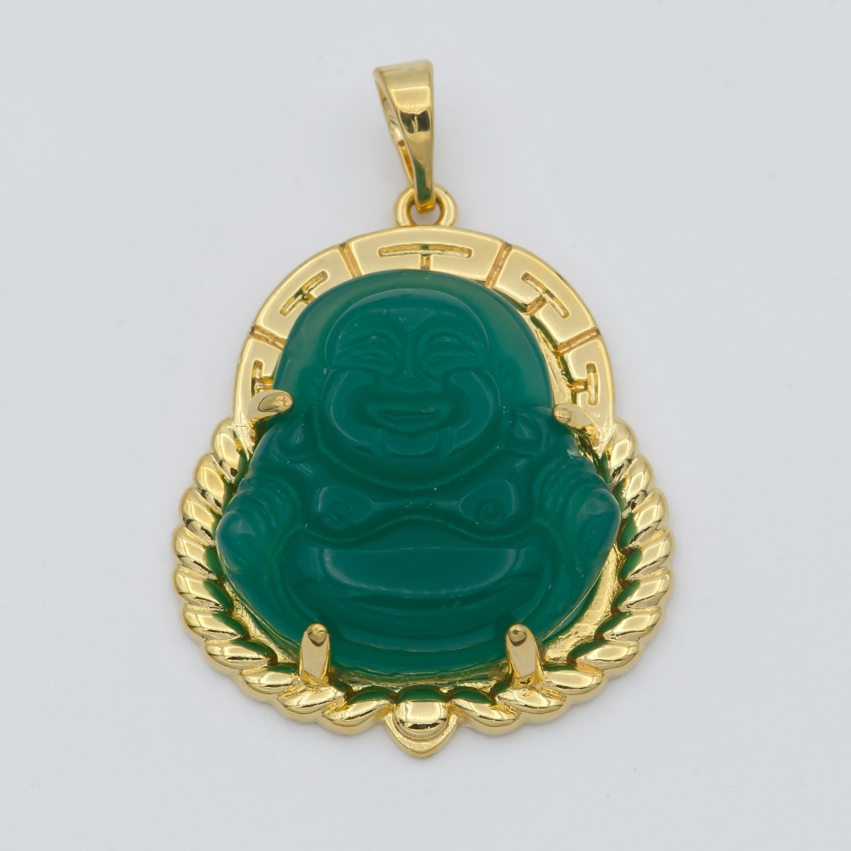 Blue Purple Red Pink Jade Buddha Pendant 18k Gold Filled Bezel O-120,O-121,O-123 ~ O-129,O-137,O-238,O-239,O-243 - DLUXCA