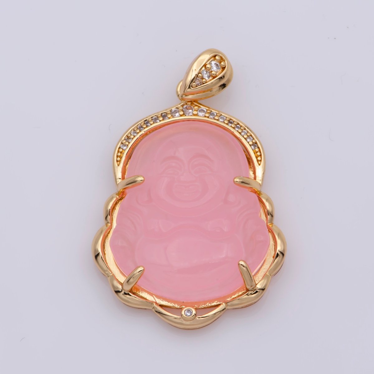 Blue Purple Red Pink Jade Buddha Pendant 18k Gold Filled Bezel O-120,O-121,O-123 ~ O-129,O-137,O-238,O-239,O-243 - DLUXCA