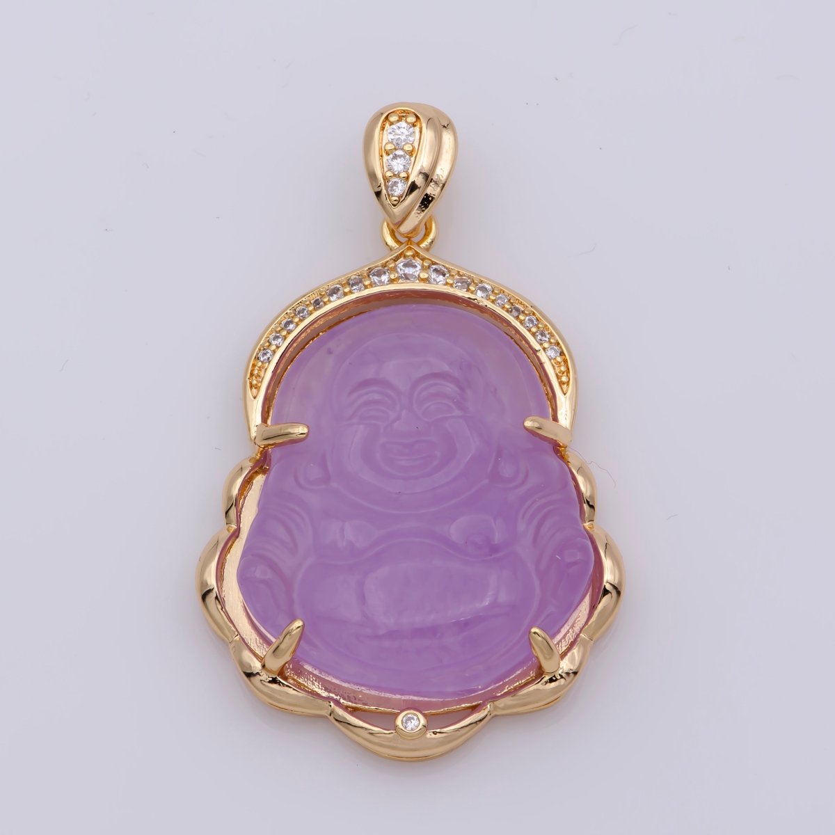 Blue Purple Red Pink Jade Buddha Pendant 18k Gold Filled Bezel O-120,O-121,O-123 ~ O-129,O-137,O-238,O-239,O-243 - DLUXCA