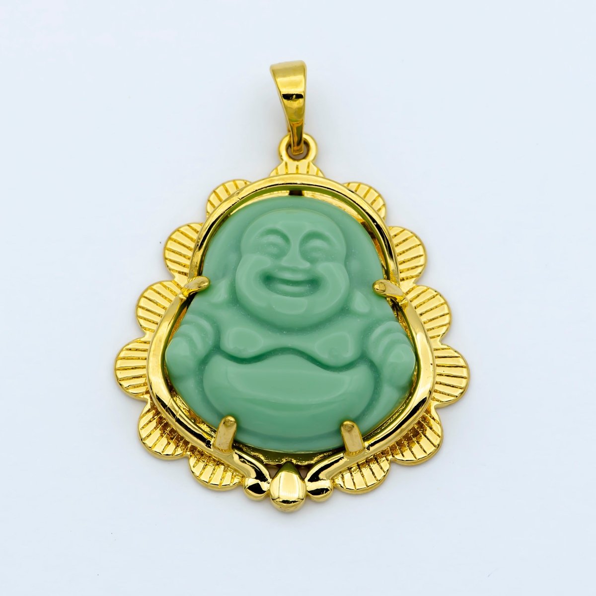 Blue Purple Red Pink Jade Buddha Pendant 18k Gold Filled Bezel O-120,O-121,O-123 ~ O-129,O-137,O-238,O-239,O-243 - DLUXCA