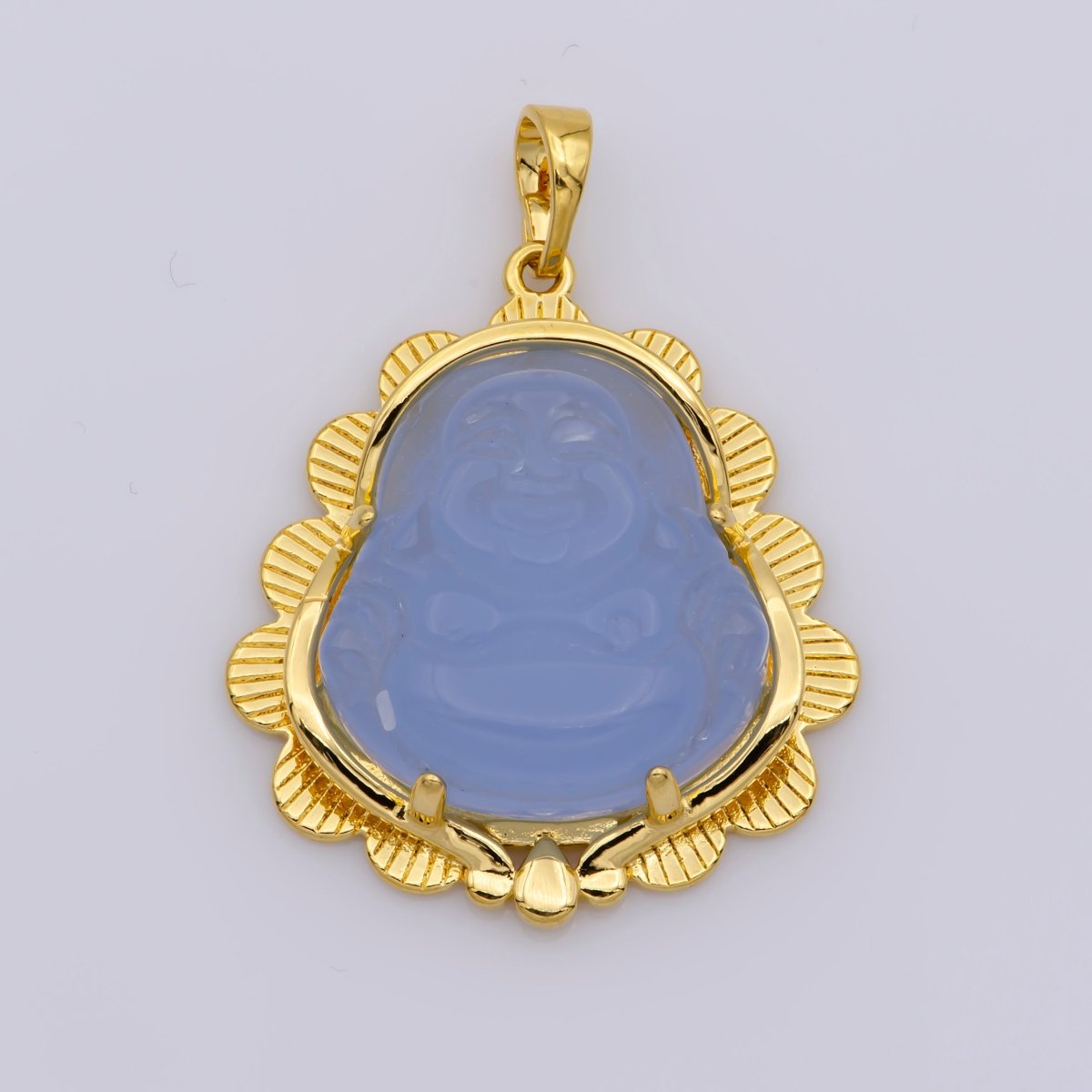 Blue Purple Red Pink Jade Buddha Pendant 18k Gold Filled Bezel O-120,O-121,O-123 ~ O-129,O-137,O-238,O-239,O-243 - DLUXCA