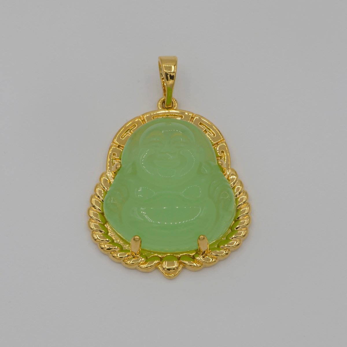 Blue Purple Red Pink Jade Buddha Pendant 18k Gold Filled Bezel O-120,O-121,O-123 ~ O-129,O-137,O-238,O-239,O-243 - DLUXCA