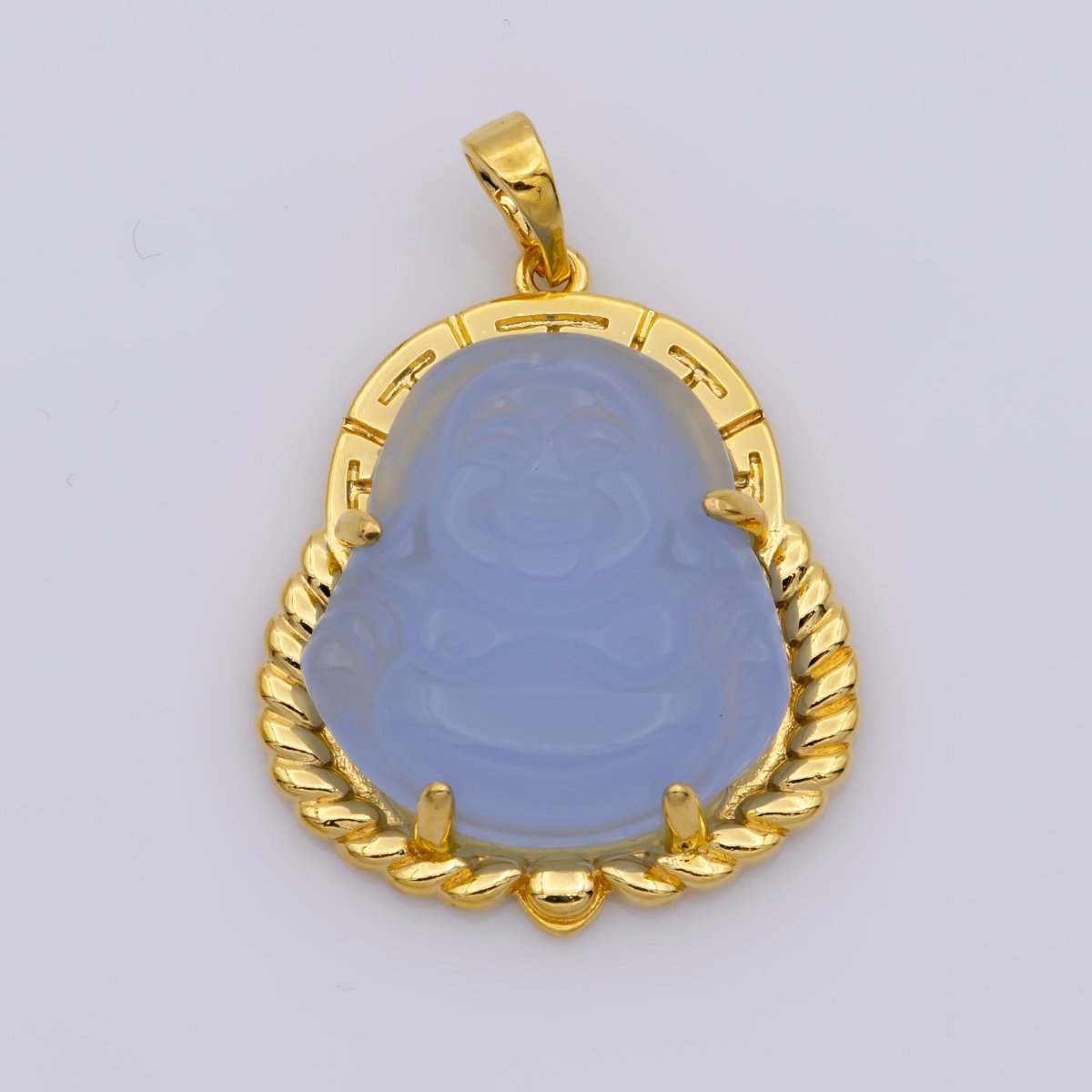 Blue Purple Red Pink Jade Buddha Pendant 18k Gold Filled Bezel O-120,O-121,O-123 ~ O-129,O-137,O-238,O-239,O-243 - DLUXCA