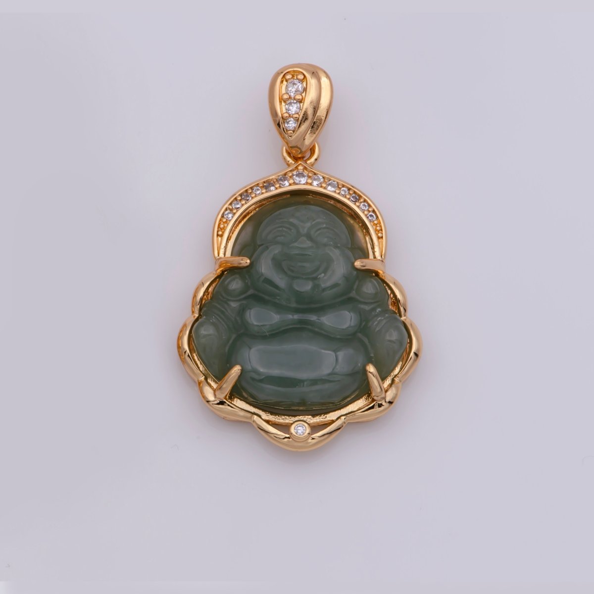 Blue Purple Red Pink Jade Buddha Pendant 18k Gold Filled Bezel O-120,O-121,O-123 ~ O-129,O-137,O-238,O-239,O-243 - DLUXCA