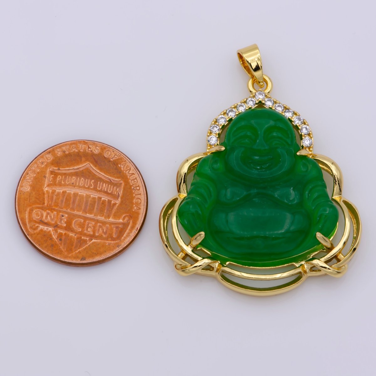 Blue Purple Red Pink Jade Buddha Pendant 18k Gold Filled Bezel O-120,O-121,O-123 ~ O-129,O-137,O-238,O-239,O-243 - DLUXCA
