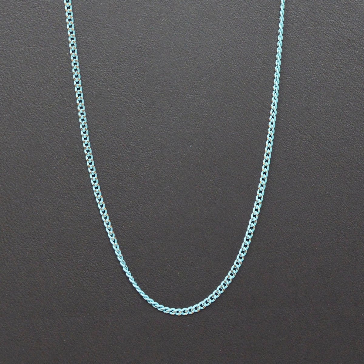 Blue Shimmer Curb Chain On Brass 1.8mm width Gold Teal Enamel Unfinished chain for Bracelet Necklace Component Chain | ROLL-443 Clearance Pricing - DLUXCA