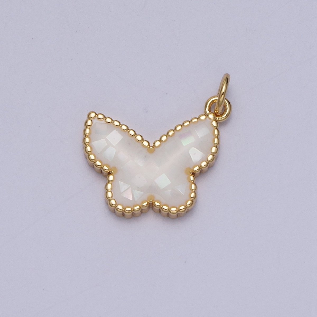 Blue, White, Pink, Purple, Green, Light Blue Opal Mariposa Butterfly Gold Charm For Jewelry Making AG-036~AG-041 - DLUXCA