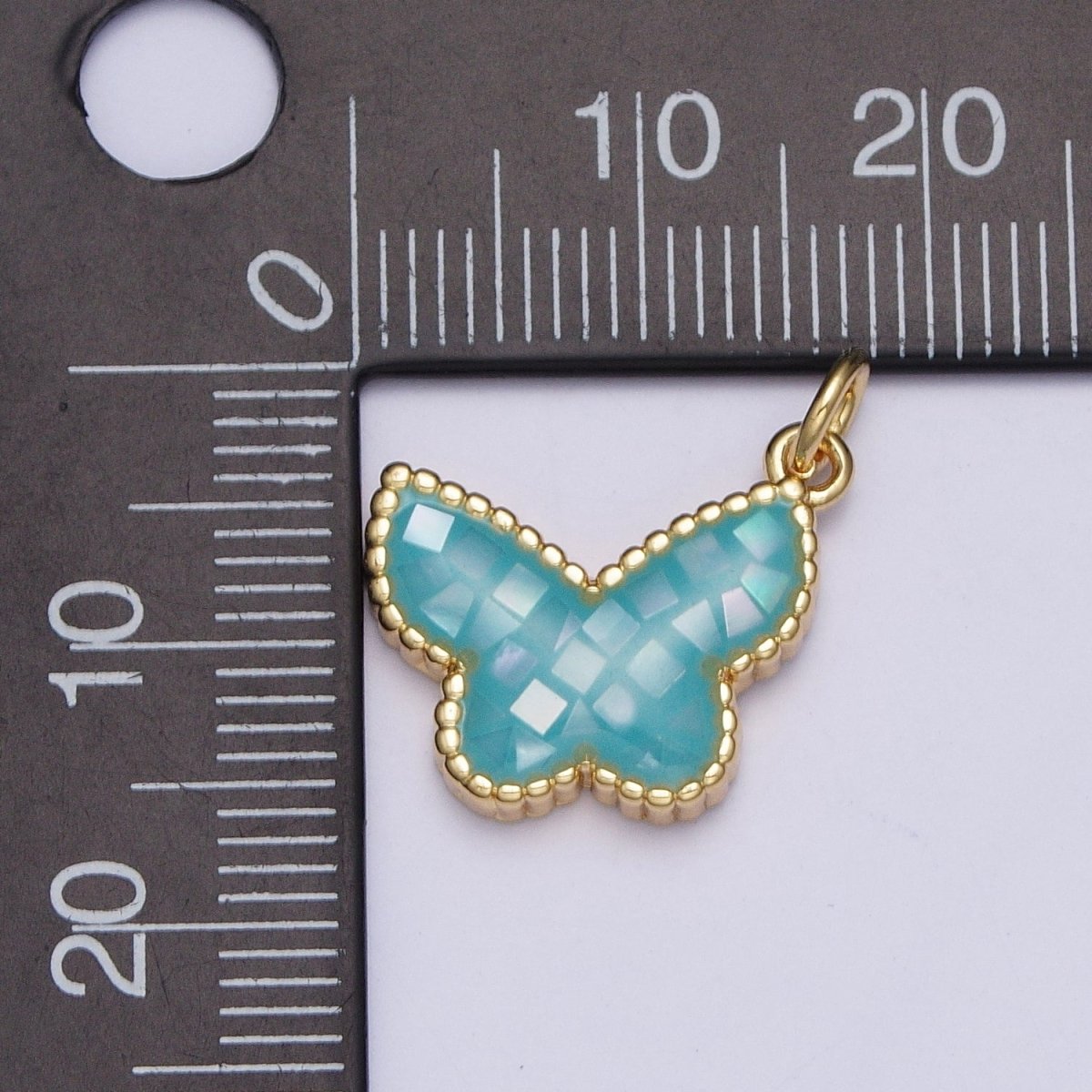 Blue, White, Pink, Purple, Green, Light Blue Opal Mariposa Butterfly Gold Charm For Jewelry Making AG-036~AG-041 - DLUXCA