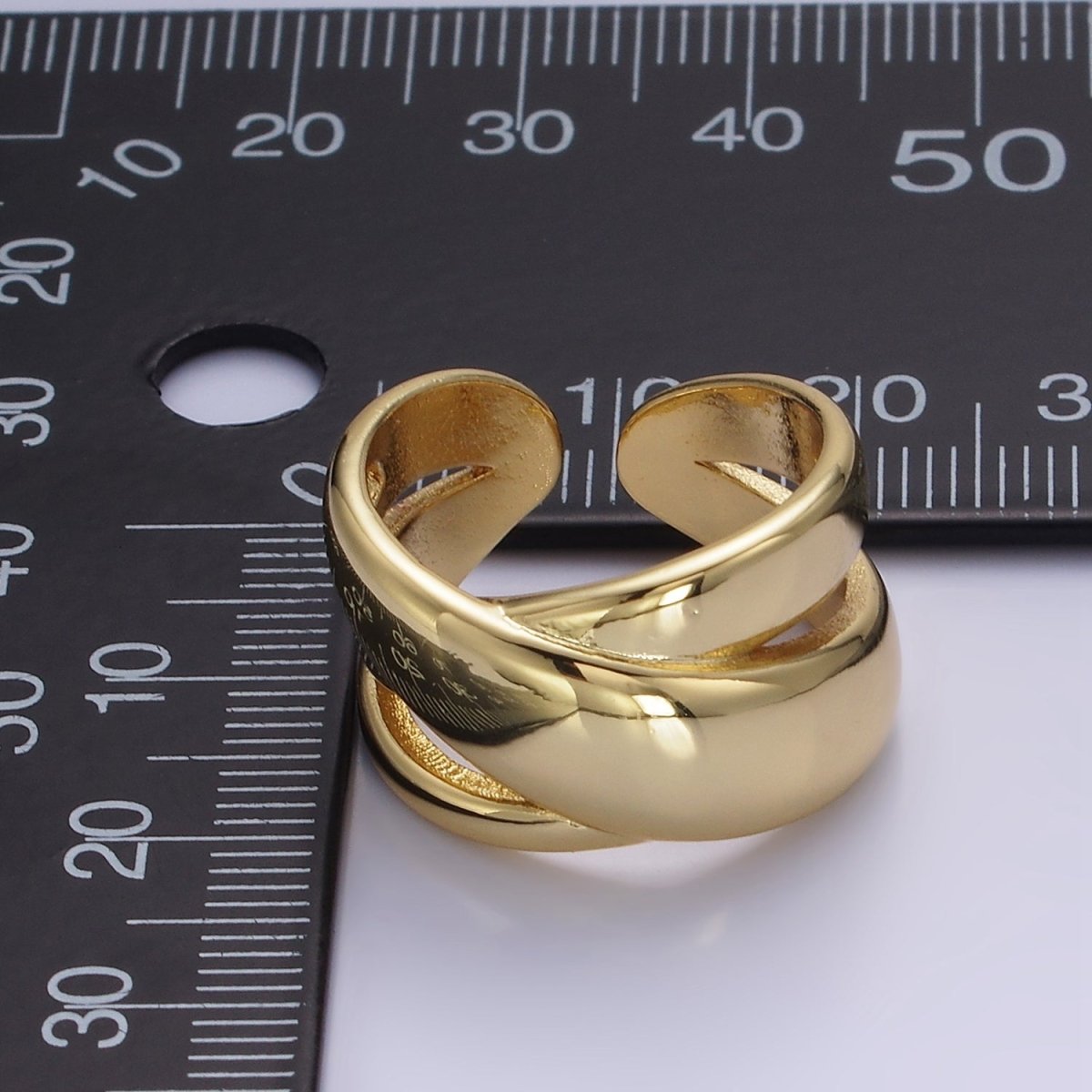 Bold 14K Gold Filled Crisscross Statement Ring in gold and silver | O1274 O1275 - DLUXCA