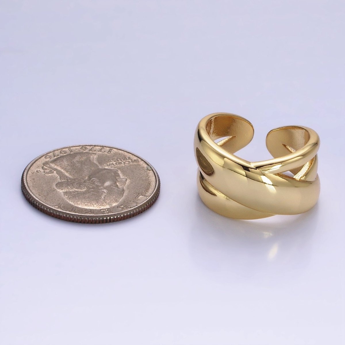 Bold 14K Gold Filled Crisscross Statement Ring in gold and silver | O1274 O1275 - DLUXCA