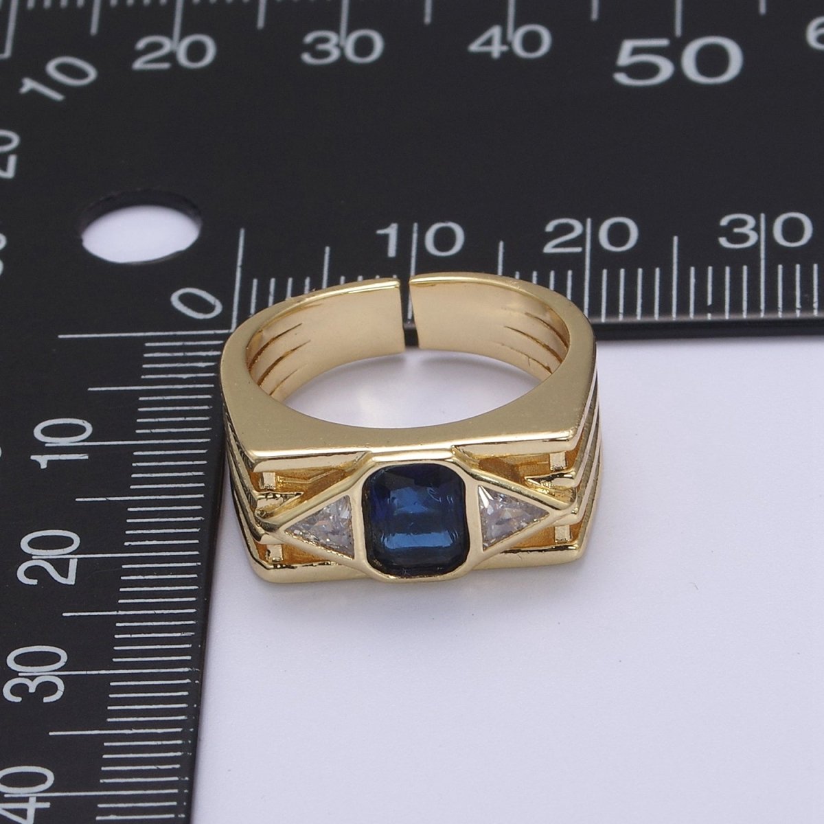 Bold Chunky Cocktail Ring Birthstone CZ Ring Open Adjustable U-079~U-082 U-215 U-216 - DLUXCA