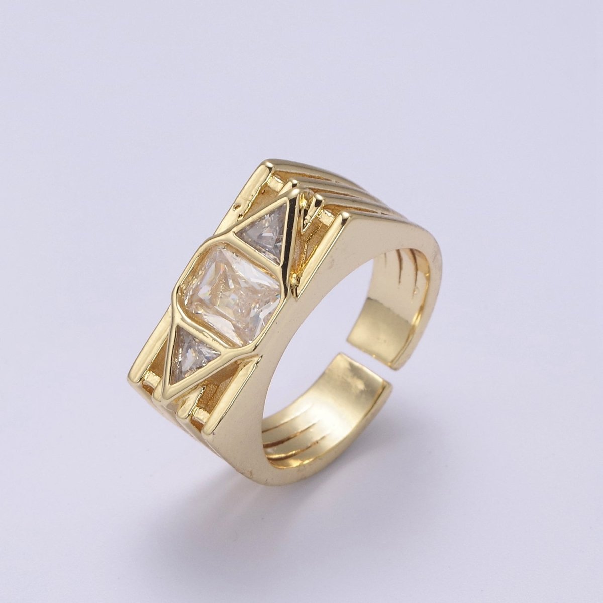 Bold Chunky Cocktail Ring Birthstone CZ Ring Open Adjustable U-079~U-082 U-215 U-216 - DLUXCA