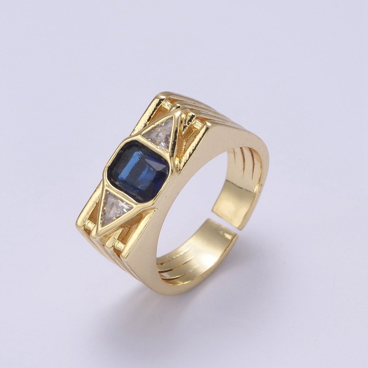 Bold Chunky Cocktail Ring Birthstone CZ Ring Open Adjustable U-079~U-082 U-215 U-216 - DLUXCA