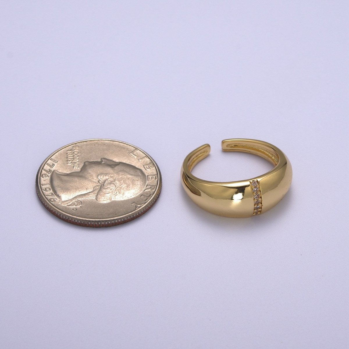 Bold Dome Ring, Adjustable Gold Ring, Chunky Ring, Stackable Ring for Statement Jewelry Birthday Gift Idea for Her woman ring Sz 7.5 S-181 - DLUXCA