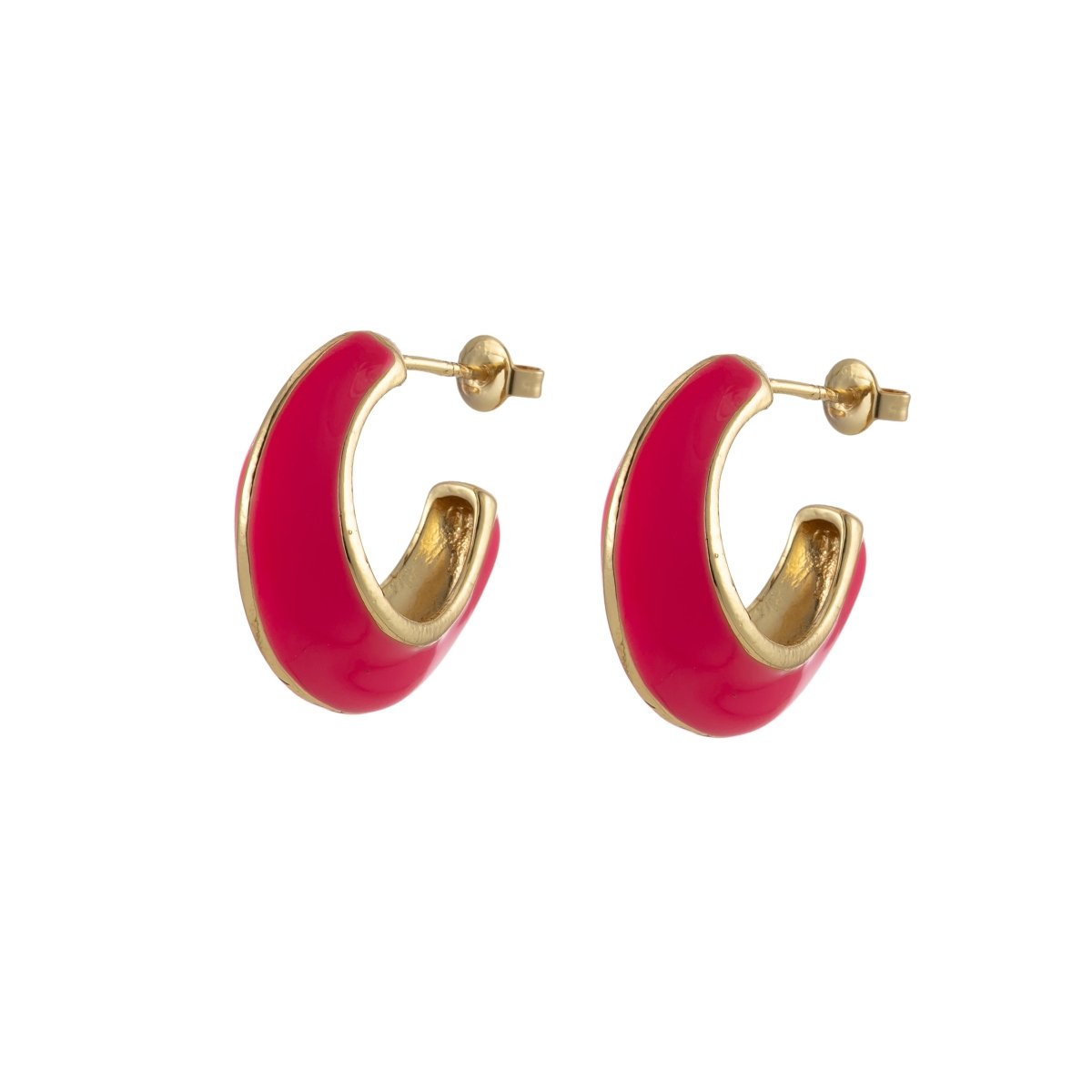 Bold Enamel Hoops Earring Colorful Dome Earring for Everday Wear P-210~P-219 - DLUXCA