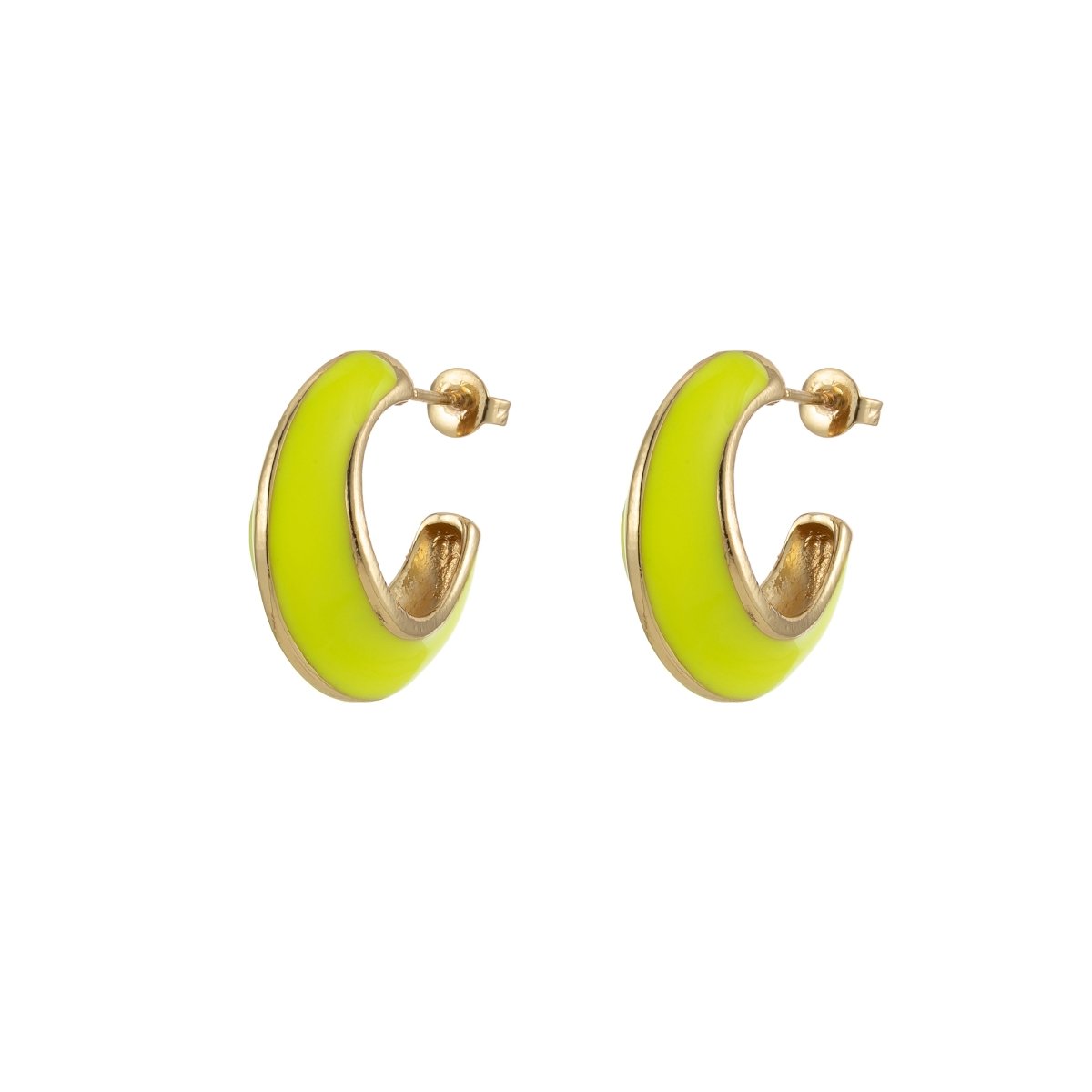 Bold Enamel Hoops Earring Colorful Dome Earring for Everday Wear P-210~P-219 - DLUXCA