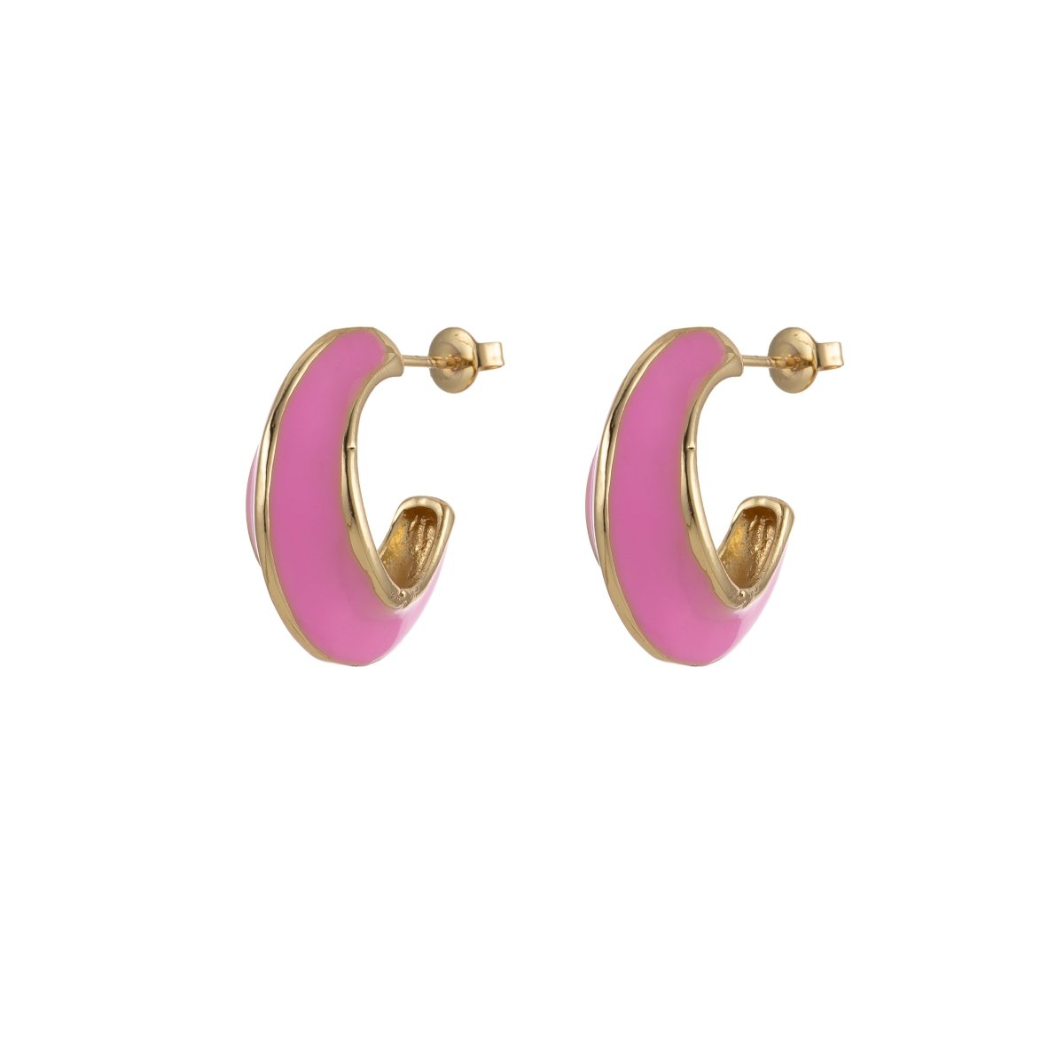 Bold Enamel Hoops Earring Colorful Dome Earring for Everday Wear P-210~P-219 - DLUXCA