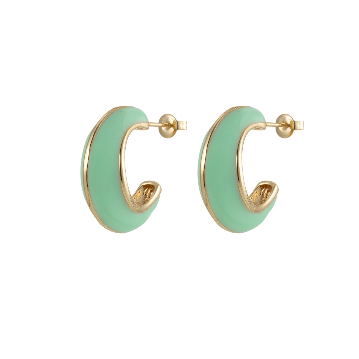 Bold Enamel Hoops Earring Colorful Dome Earring for Everday Wear P-210~P-219 - DLUXCA