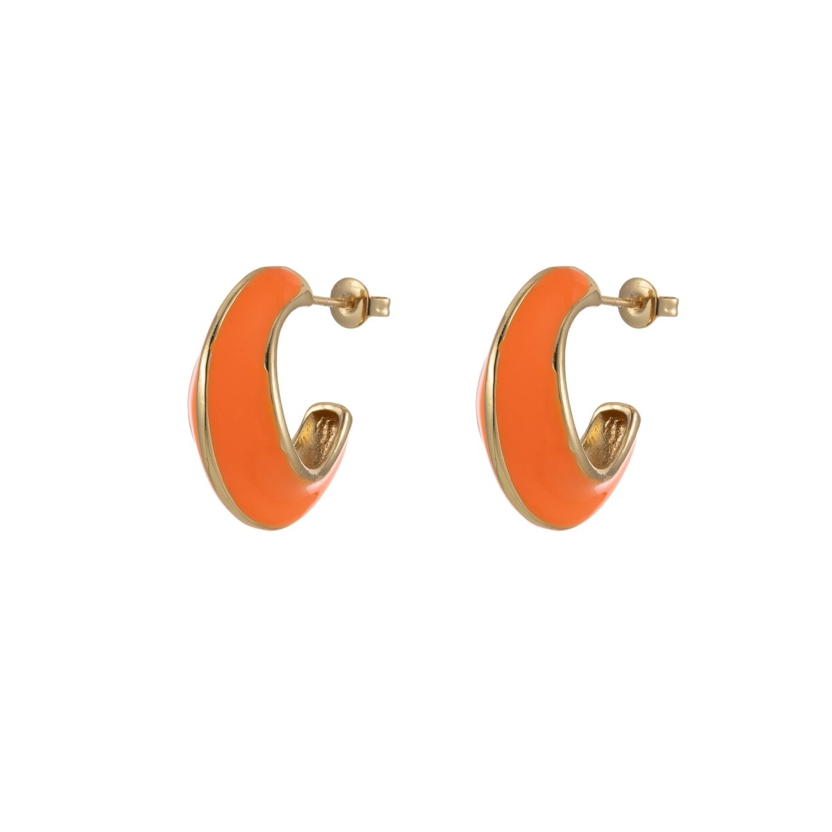 Bold Enamel Hoops Earring Colorful Dome Earring for Everday Wear P-210~P-219 - DLUXCA