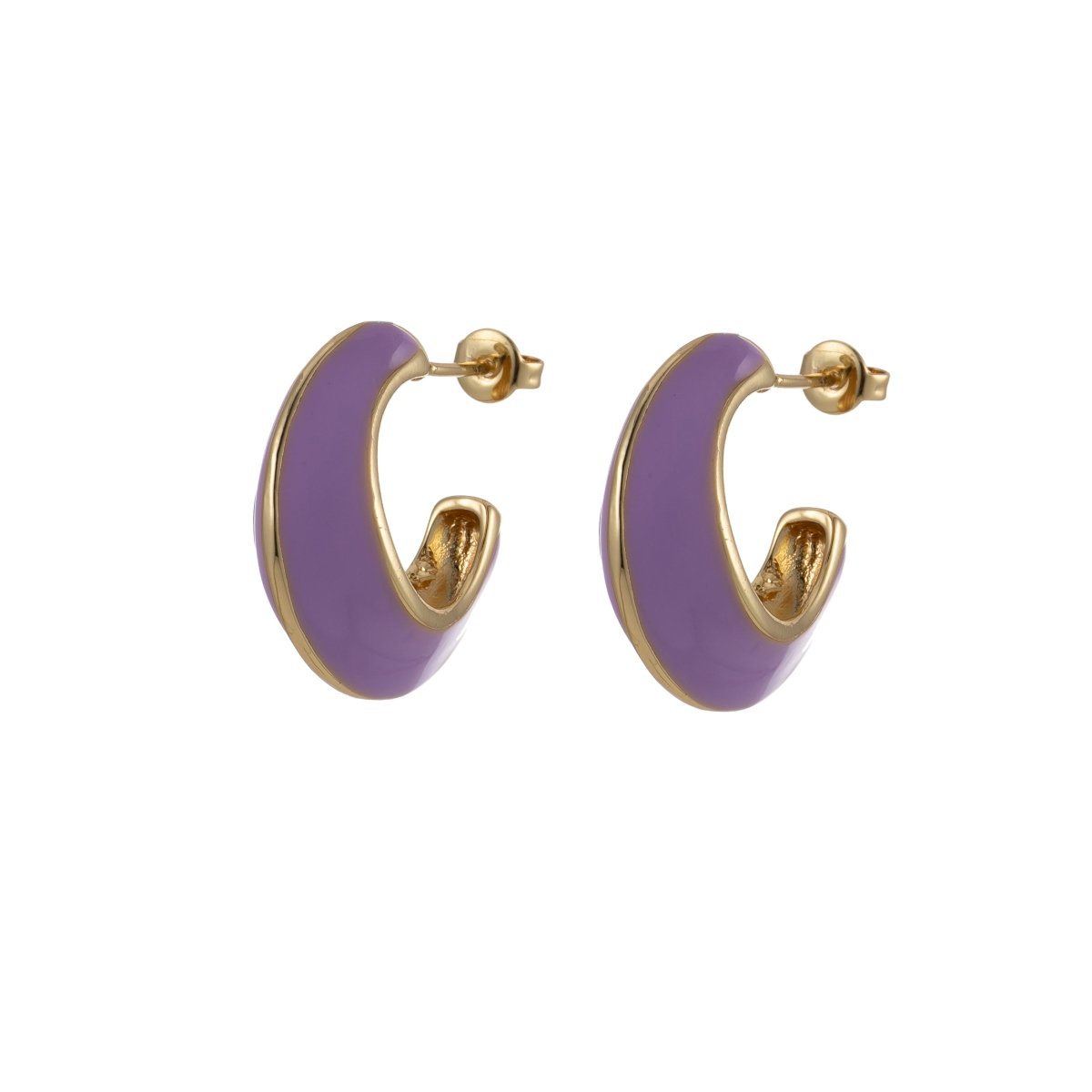 Bold Enamel Hoops Earring Colorful Dome Earring for Everday Wear P-210~P-219 - DLUXCA